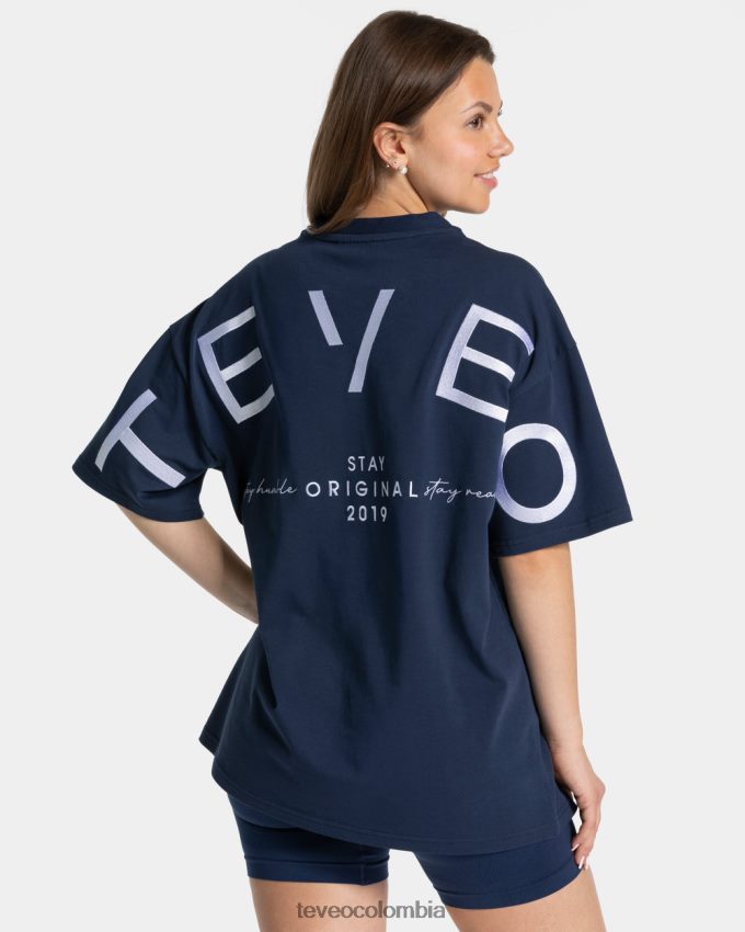 ropa co TEVEO mujer camiseta extragrande distintiva azul oscuro 6626T8463