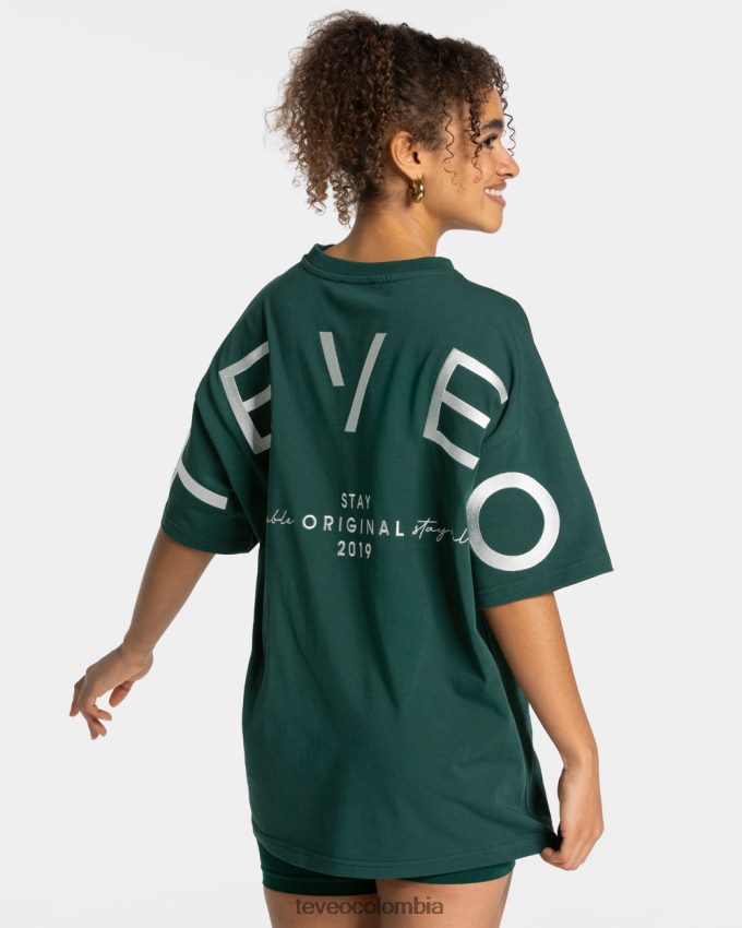 ropa co TEVEO mujer camiseta extragrande distintiva verde oscuro 6626T8465